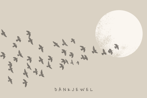 Dankkaart Japandi wegvliegende vogels en zon