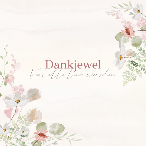 Dankbetuiging met roze bloemen en zachte uitstraling