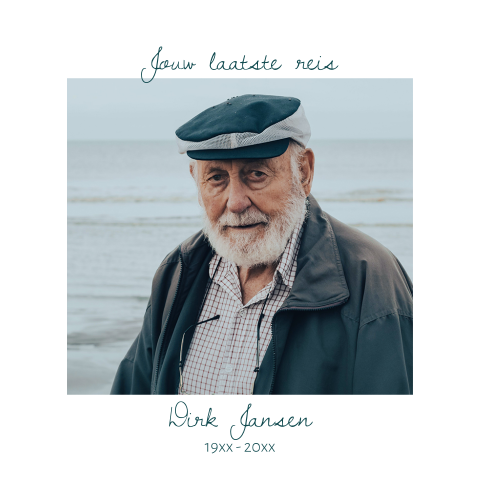 Rouwkaart 'jouw laatste reis' in denim blauw
