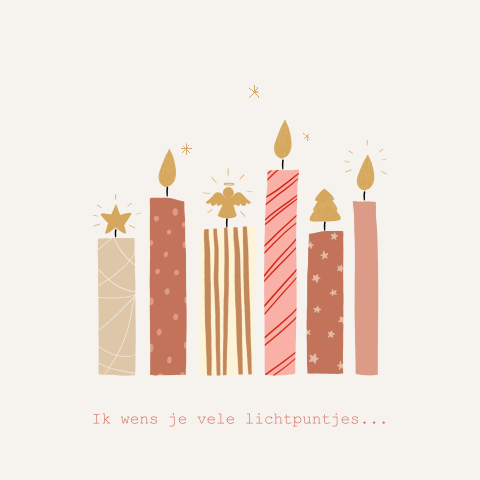 Kerstkaartje met kaarsjes om lichtpuntje te wensen