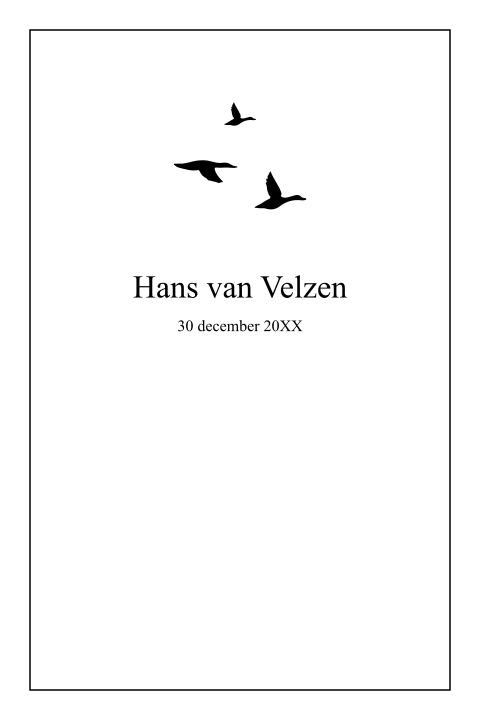 Klassieke rouwkaart met vliegende vogels