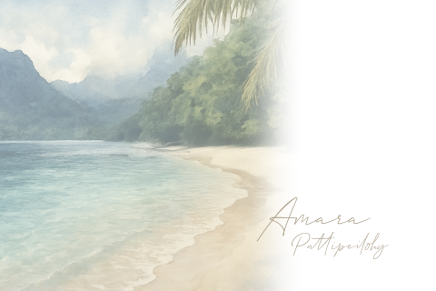 Rouwkaart zee aquarel – Molukse uitvaart met eilandgevoel