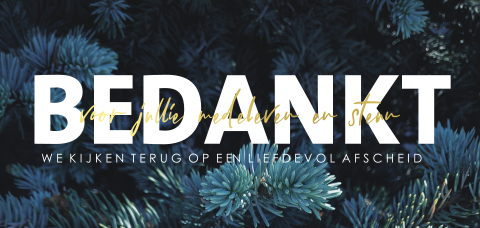 Rouw bedankkaartje in kerststijl met lieve woorden van dank