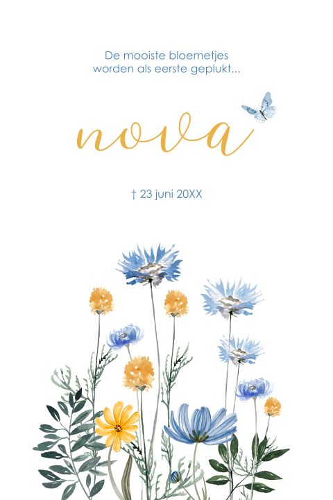 Rouwkaartje korenbloemen