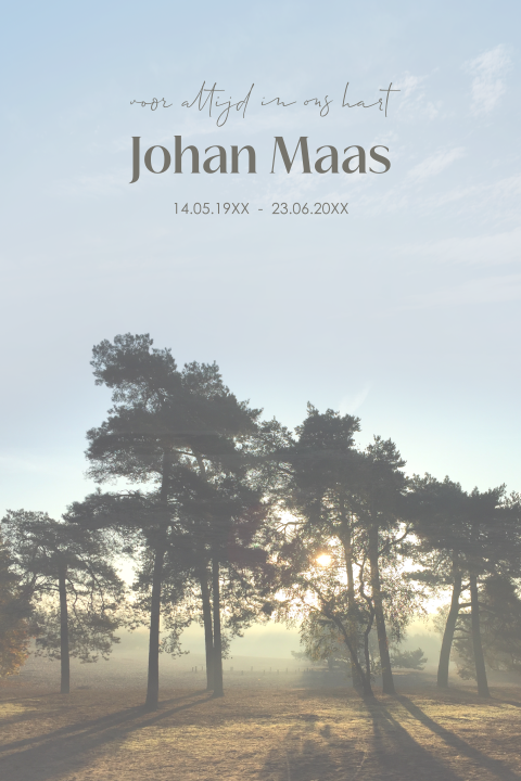 Stijlvolle rouwkaart thema natuur bossen