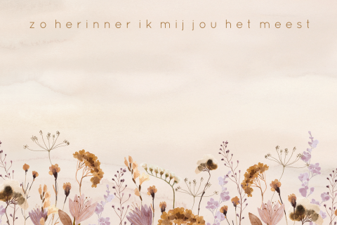 Condoleance kaartje veldbloemen in herfst kleuren
