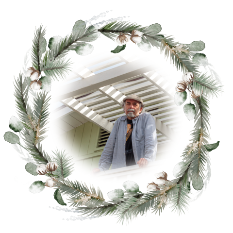 Rouw bedankkaartjes maken met portretfoto in kerstkrans