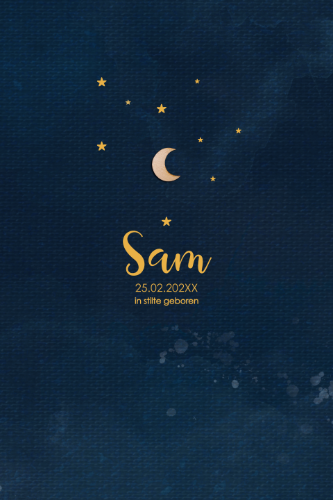 Rouwkaartje houten maantje