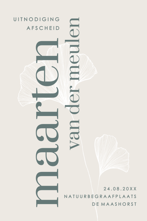 Rouwkaart typografisch modern