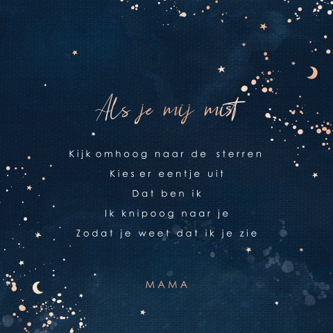 Poster maken online met sterrenhemel – Gedicht ‘Als je mij mist’