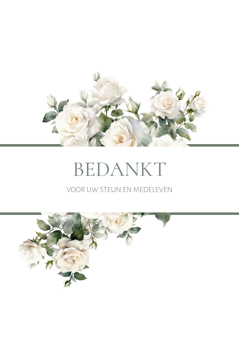 Klassieke dankbetuiging overlijden met witte rozen
