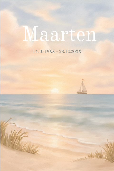 Rouwkaartje volwassene zee