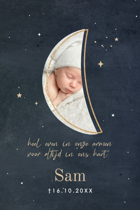 Rouwkaartje maan en sterren