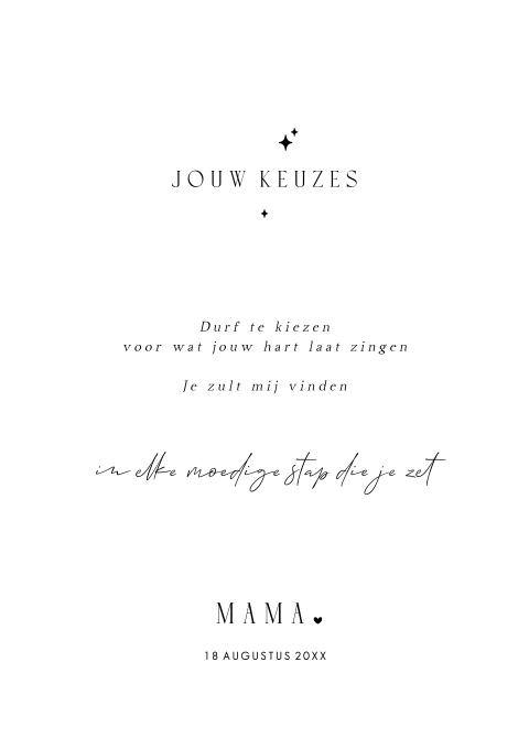 Herinneringsproduct met gedicht ‘Jouw keuzes’ – Online poster maker