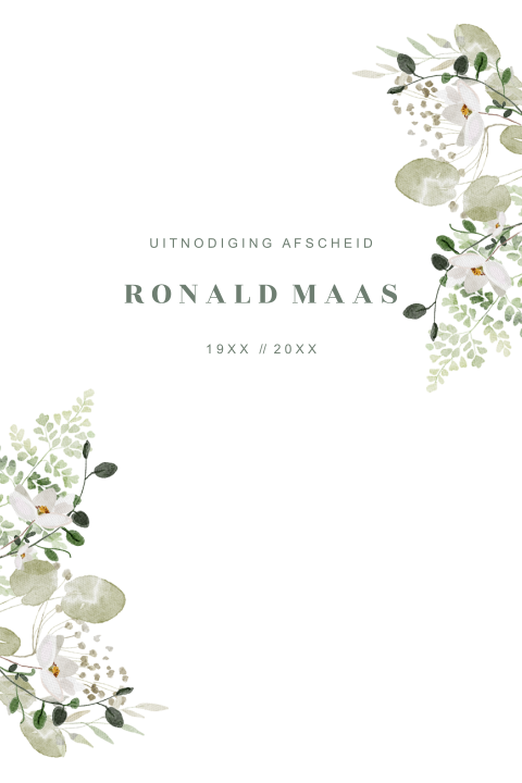 Rouwkaart botanisch met takjes en blaadjes - stijlvol