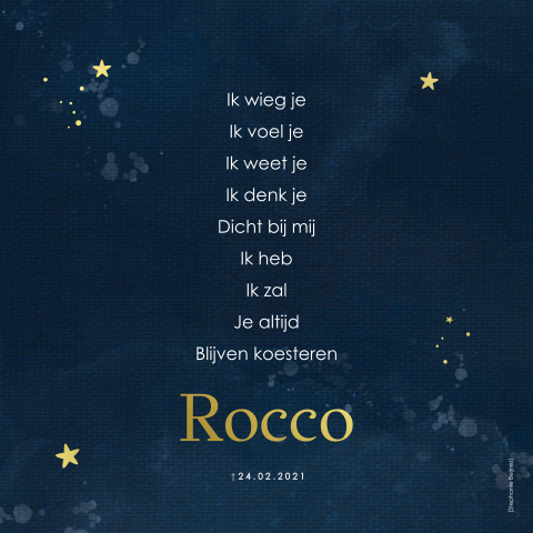 Poster sterrenkindje gedicht naam sterrenhemel