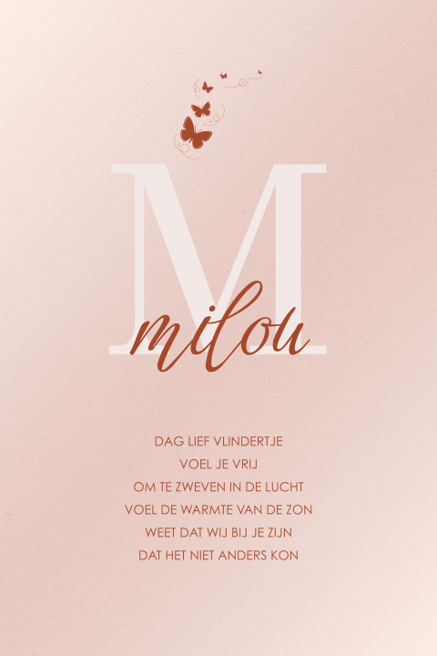 Rouwkaartje initiaal met vlinders
