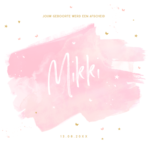 Rouwkaartje met vlinders en hartjes