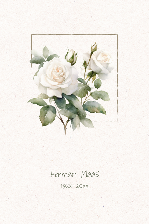 Rouwkaart maken rozen wit in kader - sereen en respectvol