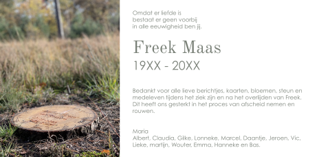 Bedankkaarten na overlijden met foto van jouw plekje in de natuur