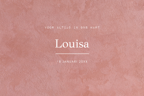 Rouwkaart vrouw typografisch in oud-roze met velvetlook