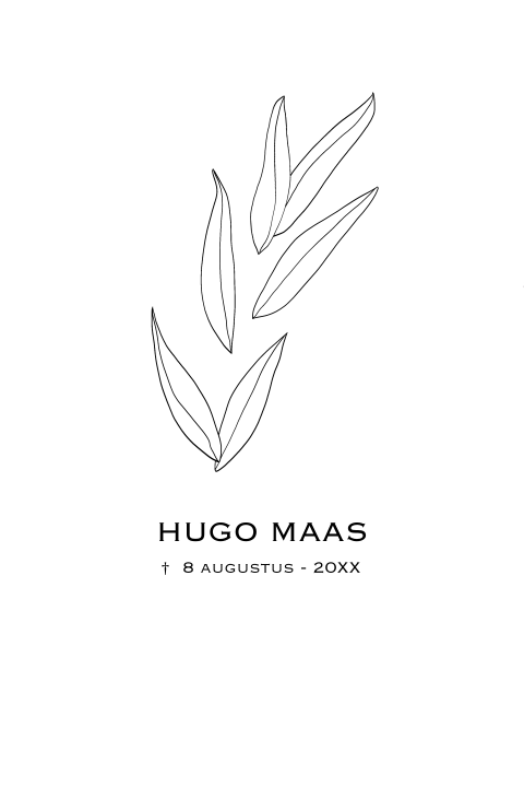 Rouwkaart clean met mooie lijntekening