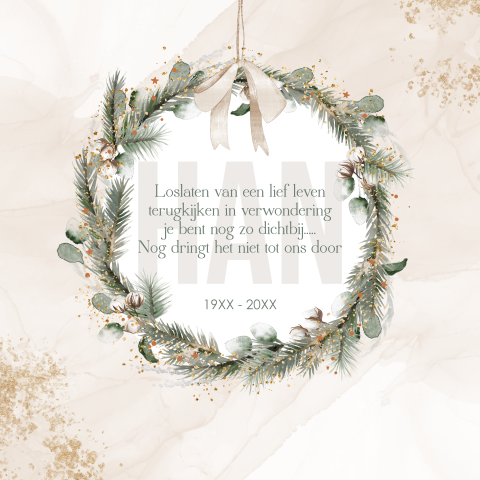Rouw bedankkaartje kerst loslaten van een lief leven