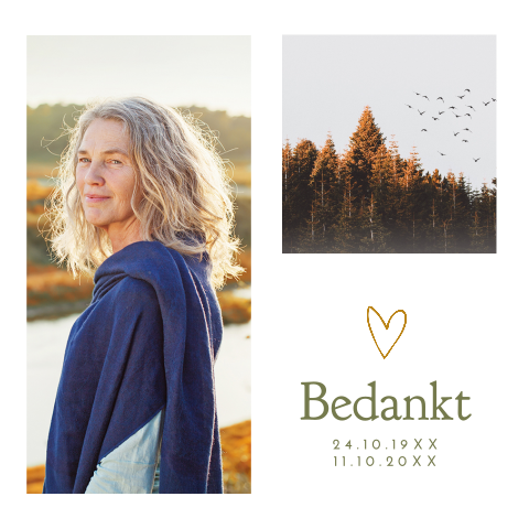 Bedankkaartje na overlijden met foto en het seizoen herfst