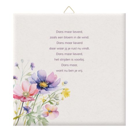 Herinneringstegeltje bloemetje dat liefde en steun toont