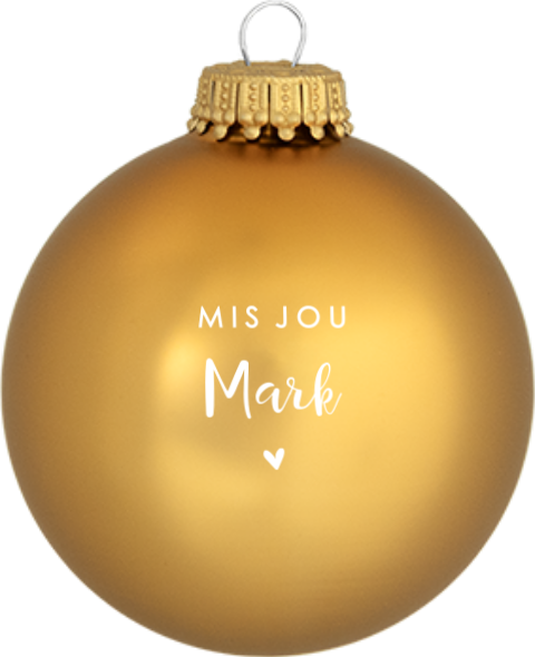 Ontwerp je kerstbal goud met quote ik mis je en naam