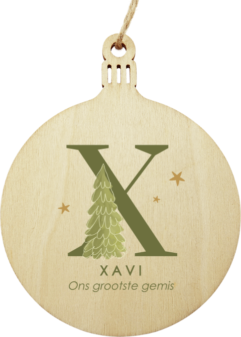 Kerstbal houtenhanger | Met naam en tekst: Ons grootste gemis