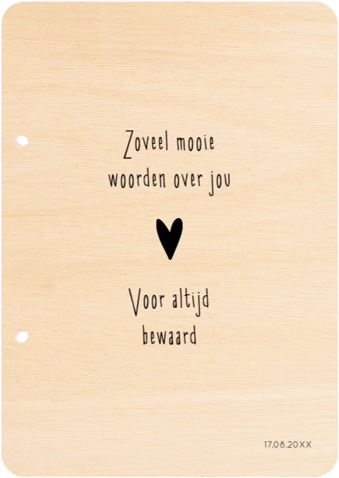 Houten bewaarbundel – Zoveel mooie woorden | Bewaarboek kaarten