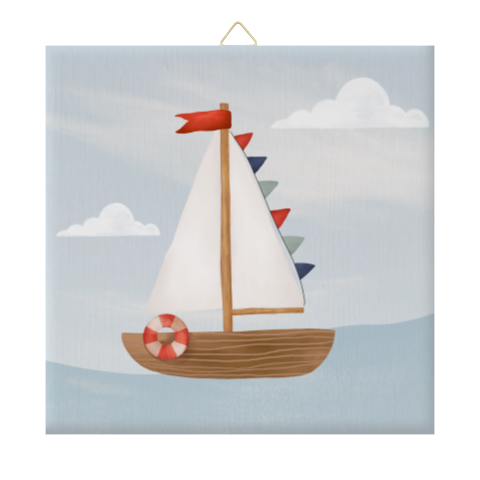 Keramiek tegeltje aandenken aan een behouden vaart