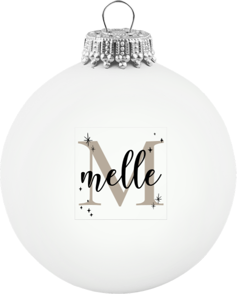 Kerstbal mat wit | Met naam en initiaal van je kleintje