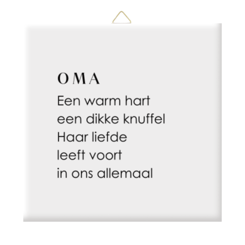 Een keramieken tegeltje om oma te herinneren