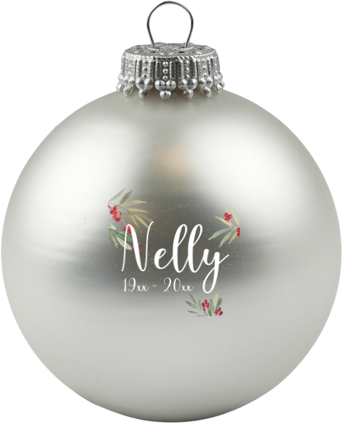 Kerstbal gepersonaliseerd met naam en datum geboorte overlijden