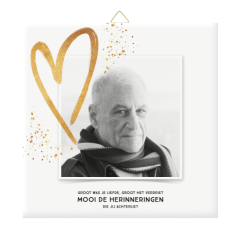 Aandenken tegeltje opa met foto, hart en lieve woorden