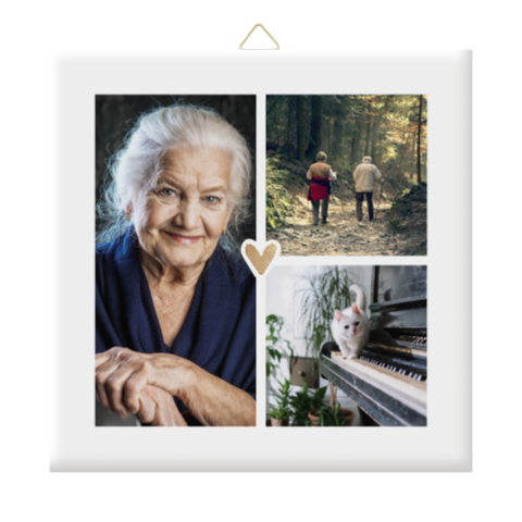 Herinneringstegeltje collage met foto’s | Woondecoratie aandenken