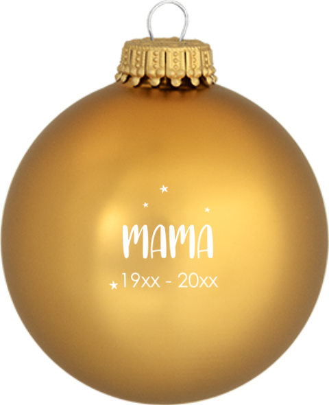 Gouden kerstbal met het woord mama en lieve sterretjes