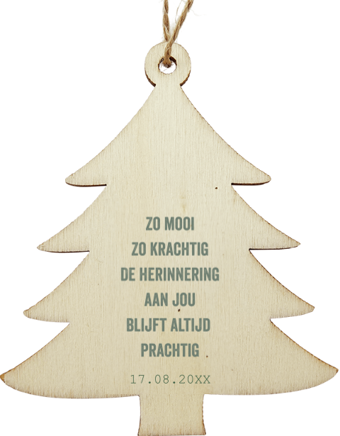 Kerstboom houten hanger met gedicht de herinnering