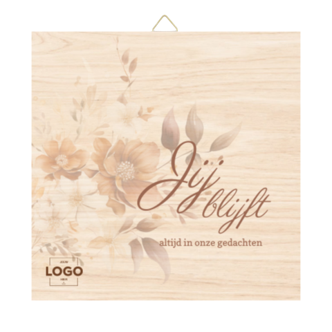Wanddecoratie houten tegel bloemen - herinneren