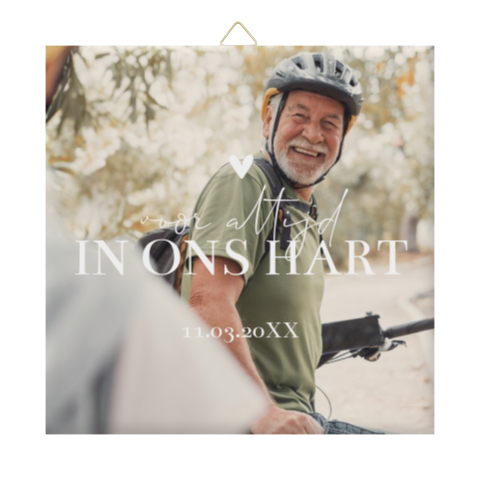 Keramiek tegeltje ‘Altijd in ons hart’ met foto