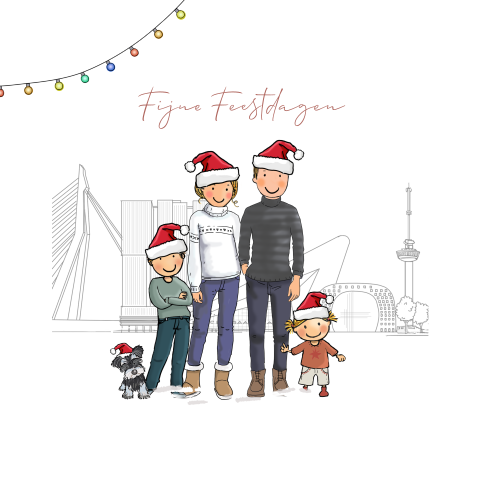 Kerstkaart familie met Rotterdam