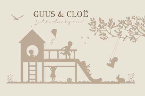 Geboortekaartje silhouet tweeling in speeltuin