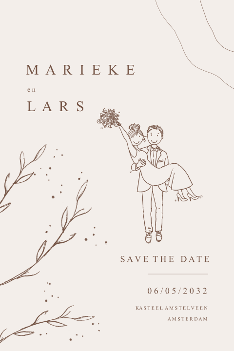Save the date kaart takjes en teksten