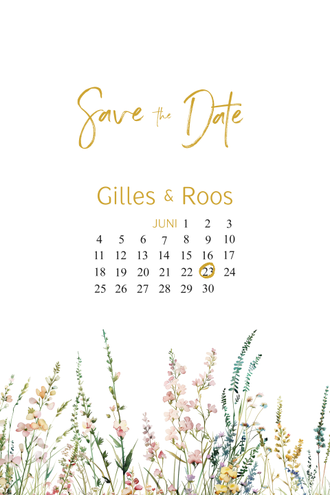 Save the date veldbloemen lente