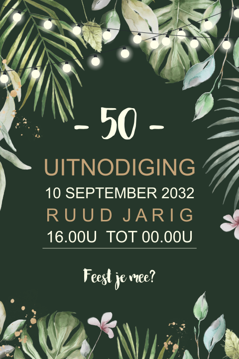 Uitnodiging priklampjes met groene takjes