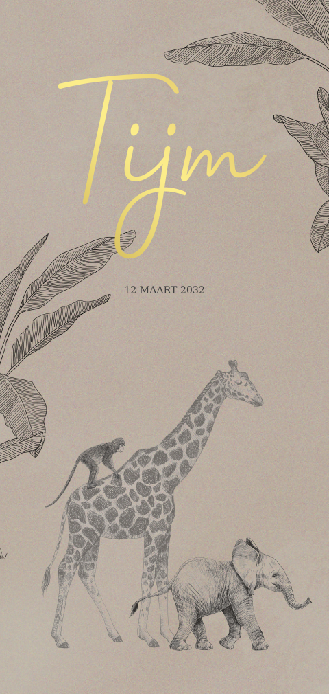 Geboortekaartje lichte kraftlook jungle
