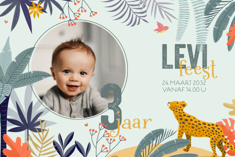 Uitnodiging kleurrijke jungle kaart tijger