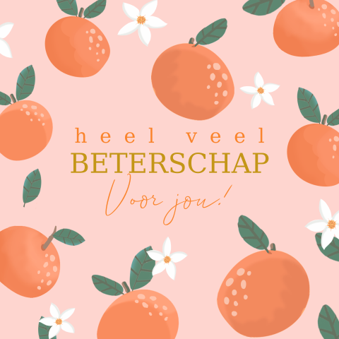Beterschapkaart sinassappels met bloemen